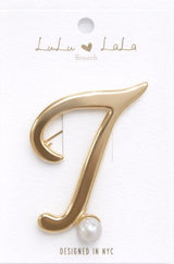 Fashion Pearl Initial Brooch #MBR1115GD (PC)