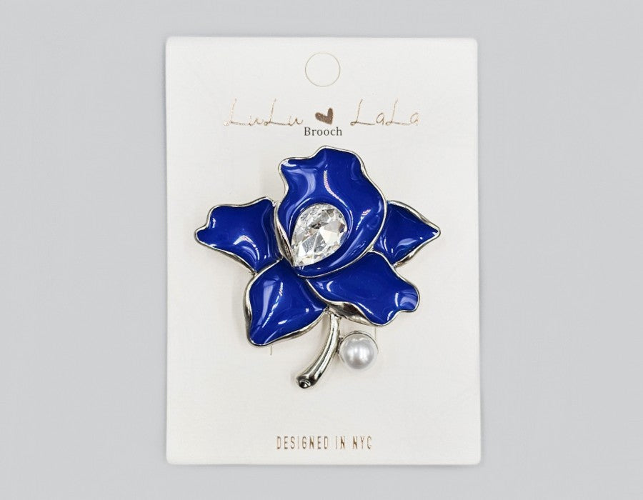 Fashion Floral Pearl & Gem Brooch #MBR1118 - Multiple Colors (PC)