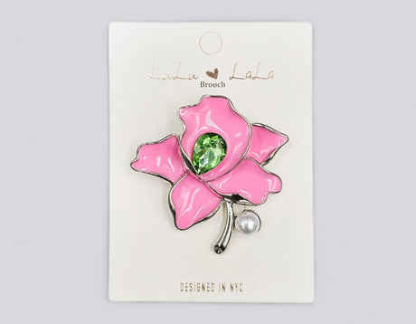 Fashion Floral Pearl & Gem Brooch #MBR1118 - Multiple Colors (PC)