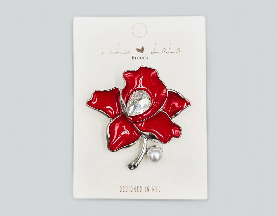Fashion Floral Pearl & Gem Brooch #MBR1118 - Multiple Colors (PC)