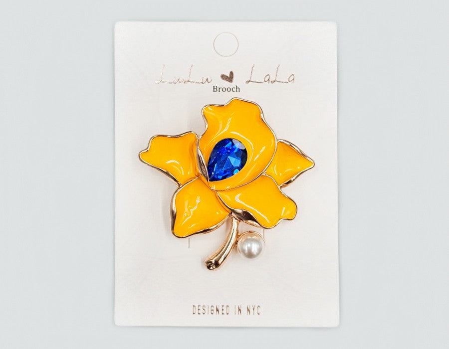 Fashion Floral Pearl & Gem Brooch #MBR1118 - Multiple Colors (PC)