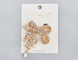 Fashion Dangle Ribbon Stone Brooch #MBR1121 - Multiple Colors (PC)