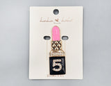 Fashion No 5. Lipstick Stone Brooch #MBR1125 - Multiple Colors (PC)