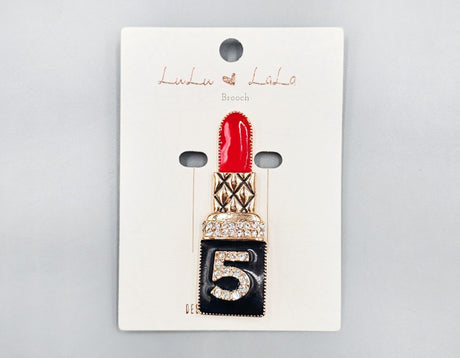 Fashion No 5. Lipstick Stone Brooch #MBR1125 - Multiple Colors (PC)