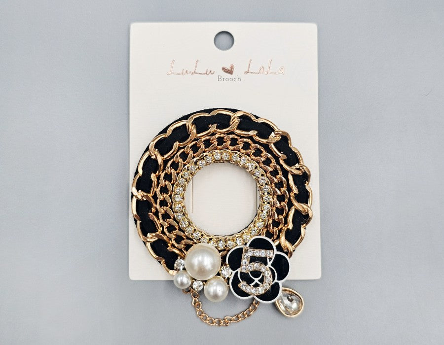 Fashion Chain Floral Pearl Brooch #MBR1127 - Multiple Colors (PC)