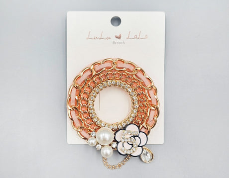Fashion Chain Floral Pearl Brooch #MBR1127 - Multiple Colors (PC)