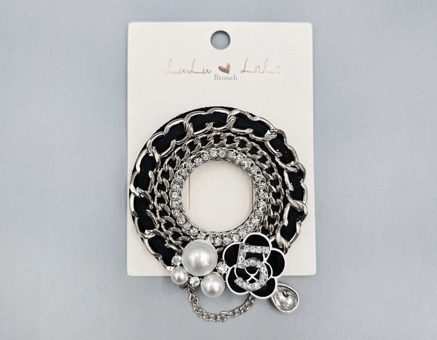 Fashion Chain Floral Pearl Brooch #MBR1127 - Multiple Colors (PC)