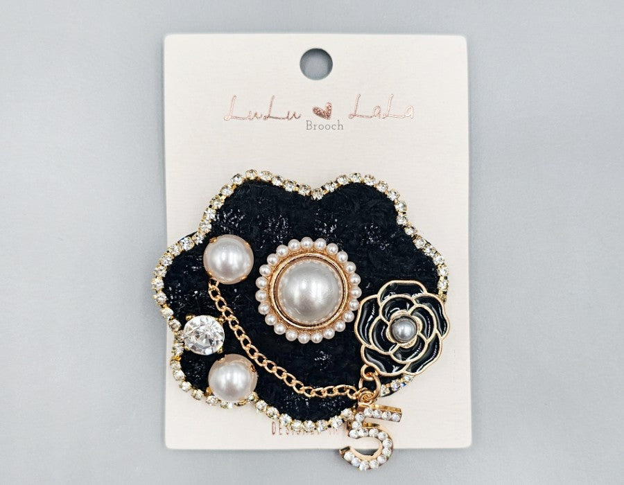 Fashion Tweed Flower Pearl Brooch #MBR1128 - Multiple Colors (PC)