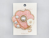Fashion Tweed Flower Pearl Brooch #MBR1128 - Multiple Colors (PC)