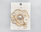 Fashion Tweed Flower Pearl Brooch #MBR1128 - Multiple Colors (PC)