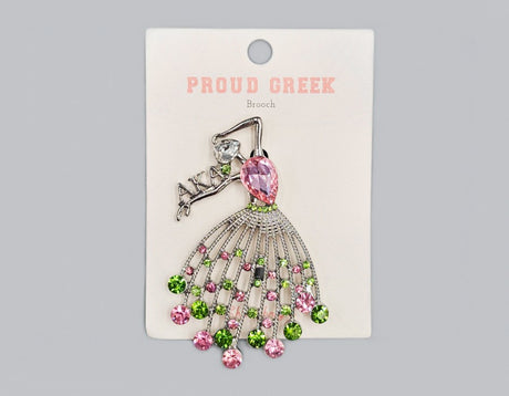 Fashion Sorority Crystal Dress Brooch #MBR1131 - Multiple Colors (PC)