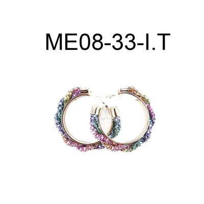 Stone Hoop Earring 40mm #ME08 - Multiple Colors (PC)
