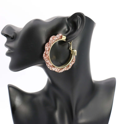 Stone Hoop Earring 40mm #ME08 - Multiple Colors (PC)