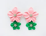 Fashion Two-Tone Flower Drop Earrings #ME2128 - Multiple Colors (PC)
