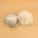 Pom Pom Keychain With Rhinestone Bracelet #MKH01 - Multiple Colors (PC)