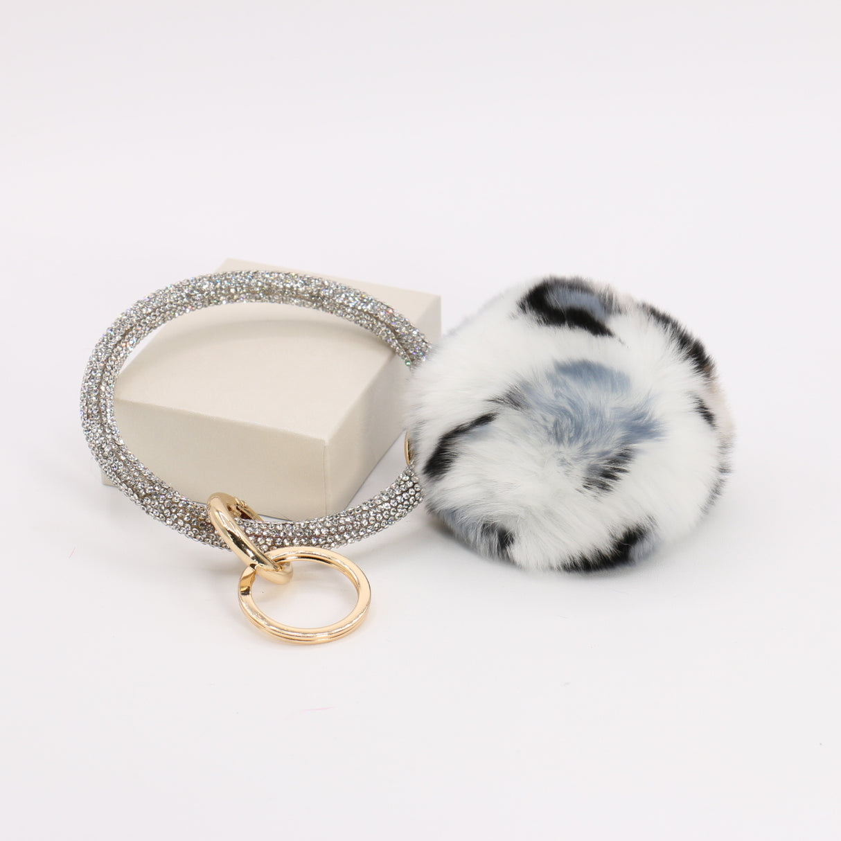 Pom Pom Keychain With Rhinestone Bracelet #MKH01 - Multiple Colors (PC)