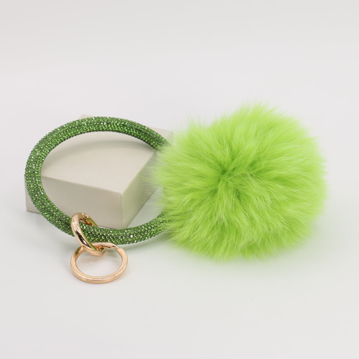 Pom Pom Keychain With Rhinestone Bracelet #MKH01 - Multiple Colors (PC)