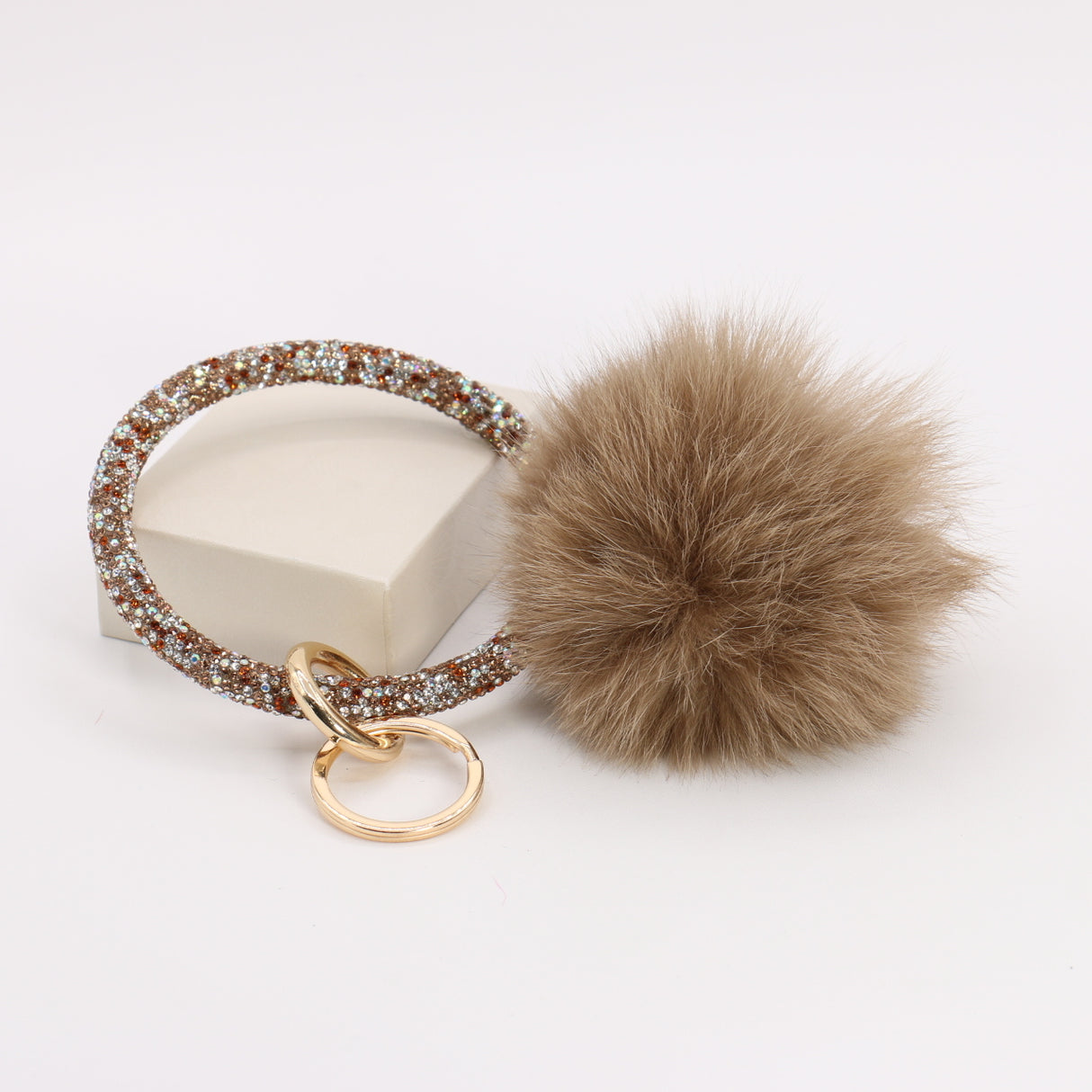 Pom Pom Keychain With Rhinestone Bracelet #MKH01 - Multiple Colors (PC)