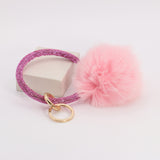 Pom Pom Keychain With Rhinestone Bracelet #MKH01 - Multiple Colors (PC)