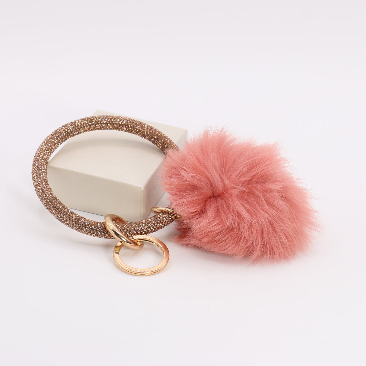 Pom Pom Keychain With Rhinestone Bracelet #MKH01 - Multiple Colors (PC)