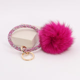 Pom Pom Keychain With Rhinestone Bracelet #MKH01 - Multiple Colors (PC)