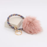 Pom Pom Keychain With Rhinestone Bracelet #MKH01 - Multiple Colors (PC)