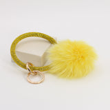 Pom Pom Keychain With Rhinestone Bracelet #MKH01 - Multiple Colors (PC)