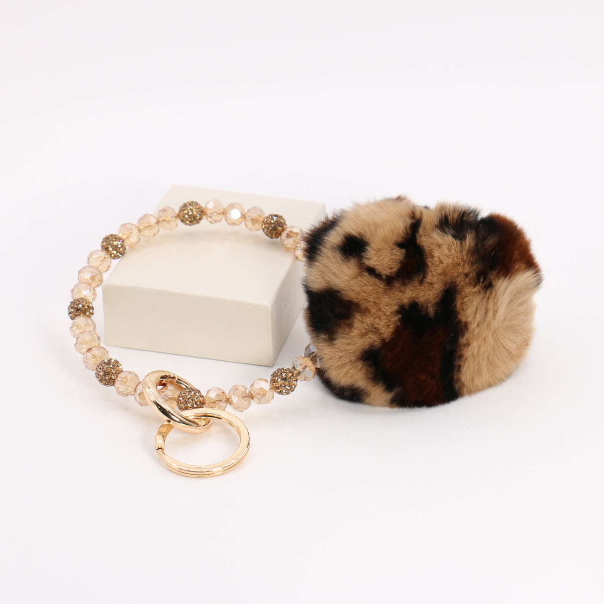 Pom Pom Keychain With Bead Bracelet #MKH02 - Multiple Colors (PC)