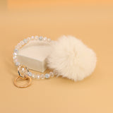 Pom Pom Keychain With Bead Bracelet #MKH02 - Multiple Colors (PC)