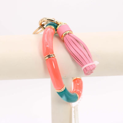 Bamboo Bracelet & Tassel Keychain #MKH25 - Multiple Colors (PC)