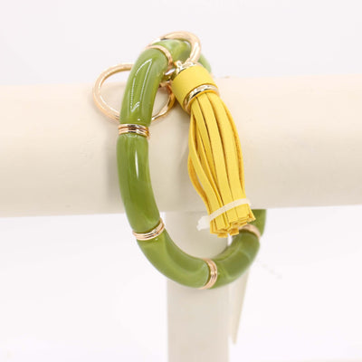 Bamboo Bracelet & Tassel Keychain #MKH25 - Multiple Colors (PC)