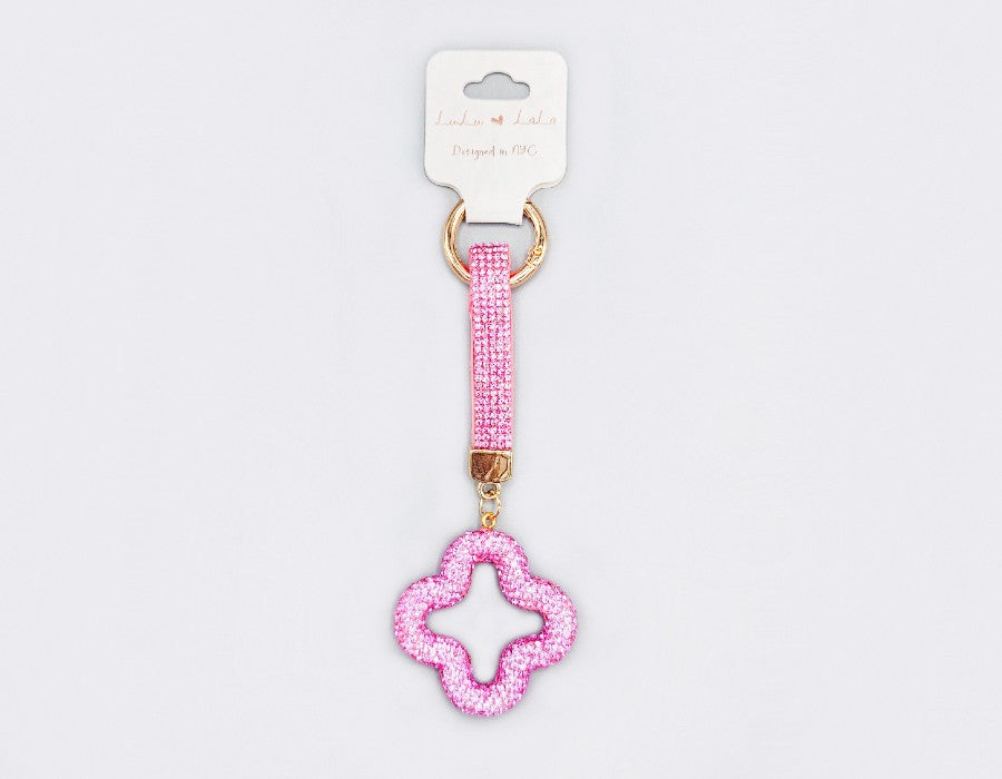 Fashion Rhinestone Clover Keychain #MKY1717 - Multiple Colors (PC)