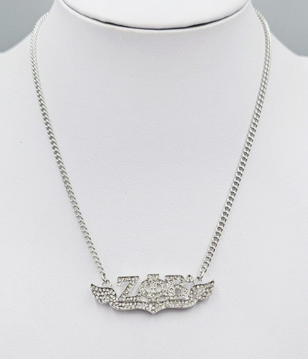 Fashion Sorority Rhinestone Necklace #MN1679 Silver (PC)