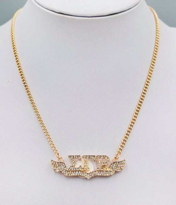 Fashion Sorority Rhinestone Necklace #MN1680 Gold (PC)