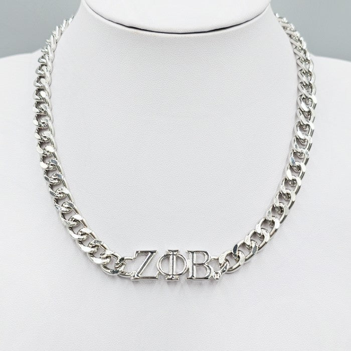 Fashion Sorority Chain Necklace #MN1684 Silver (PC)
