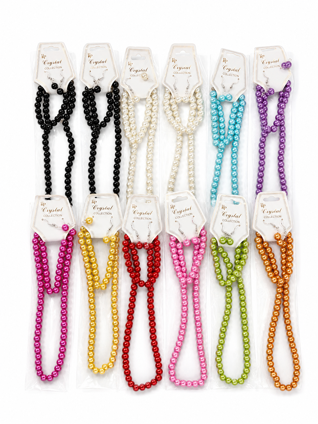 Fashion Thin Pearl Dozen Necklace Set #MNK0570R10 (12PC)