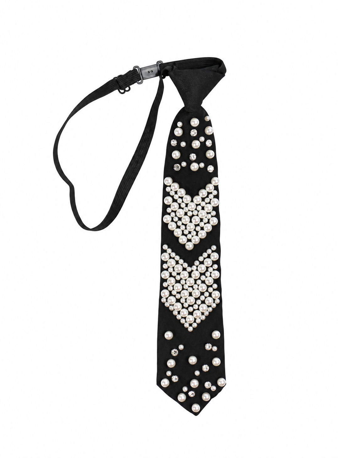 Fashion Pearl & Rhinestone Black Neck Tie #MTP2 (PC)