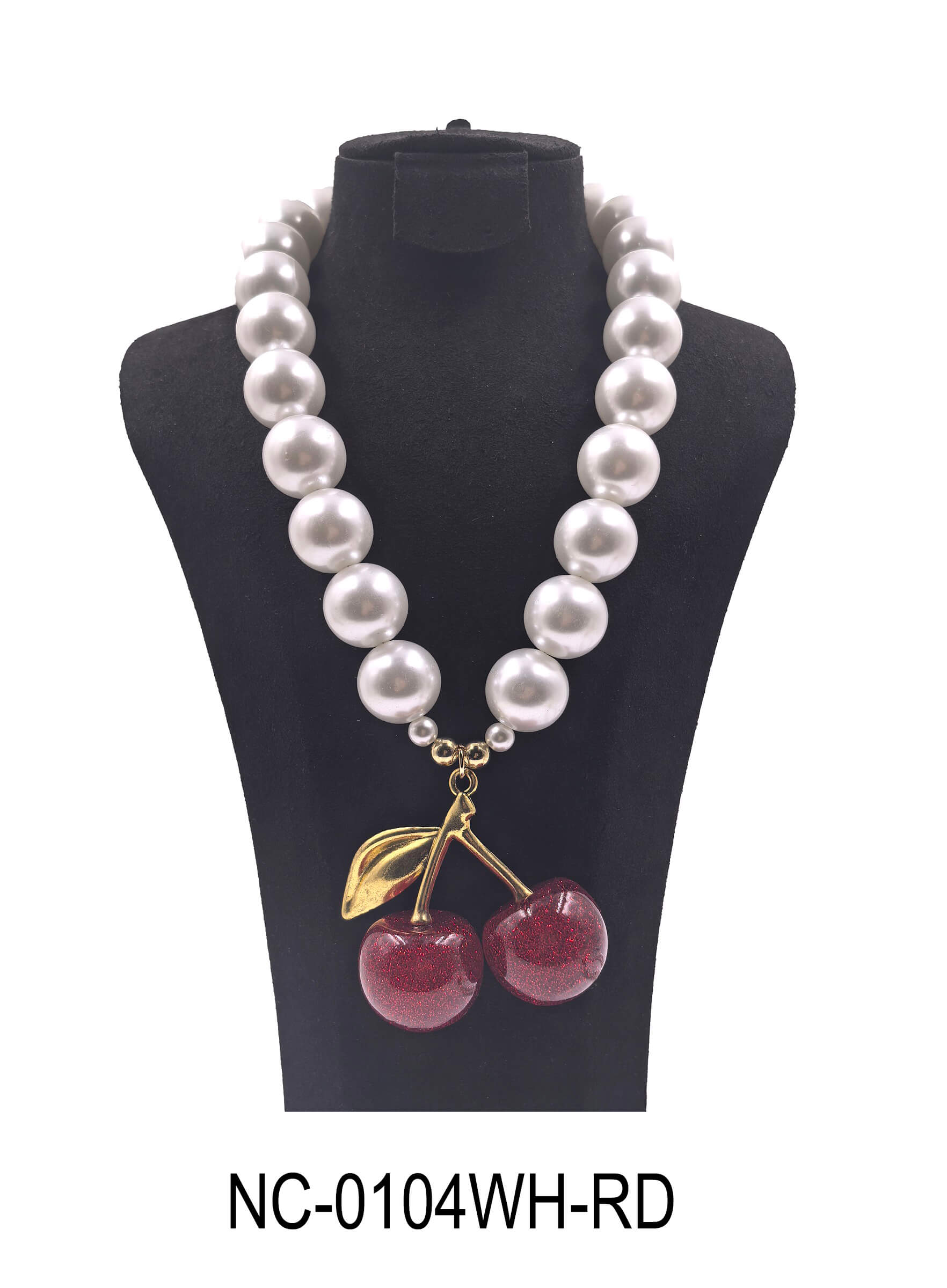 Fashion Cherry Pearl Necklace  #NC-0104WH-RD  (PC)
