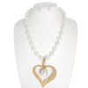 Fashion Pearl Heart Necklace Set #NPY157GCR (PC)