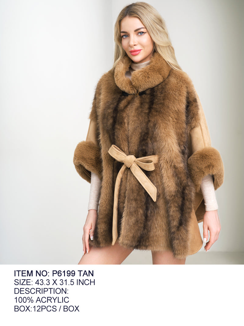 Fashion Winter Poncho Sweater #P6199 - Tan (PC)