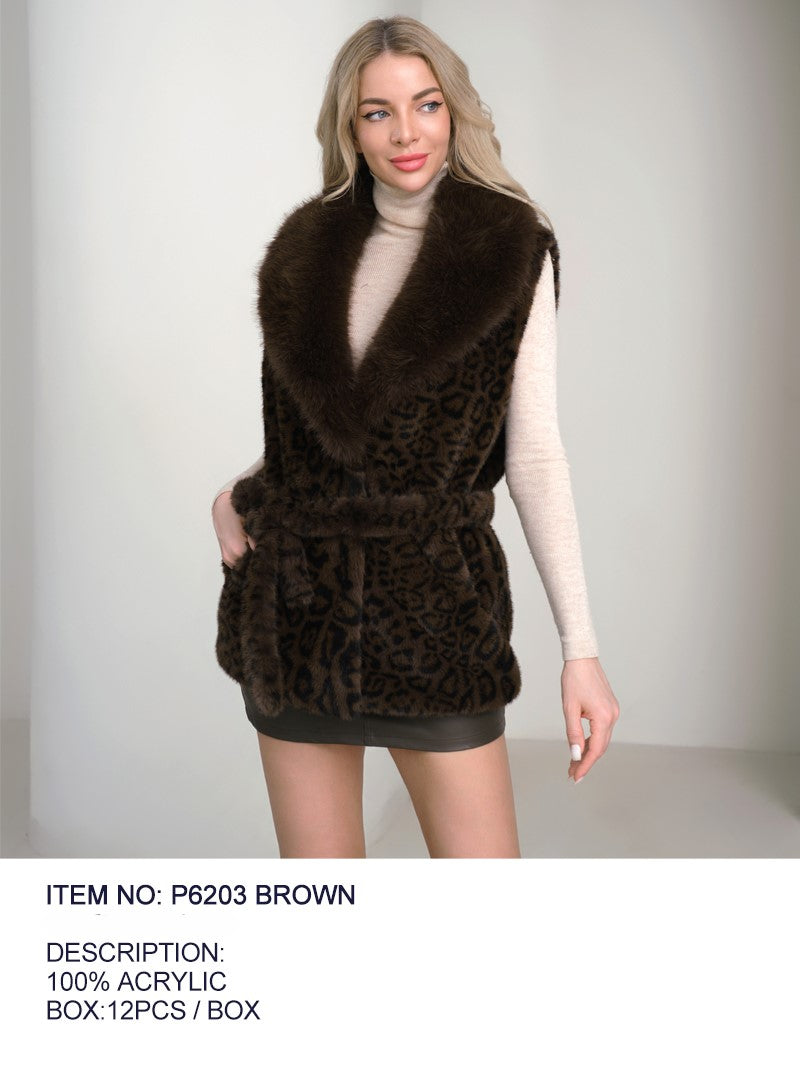 Fashion Fur Sleeveless Sweater #P6203 Brown L/XL (PC)