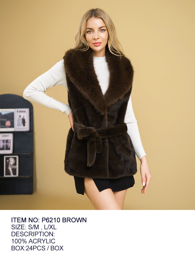 Fashion Fur Sleeveless Sweater #P6210 L/XL - Multiple Colors (PC)