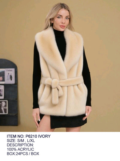 Fashion Sleeveless Fur Sweater #P6210 L/XL - Multiple Colors (PC)