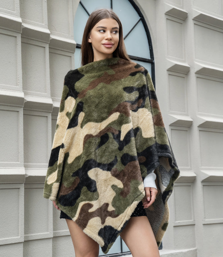 Fashion Winter Poncho Sweater #P6214 Camo (PC)