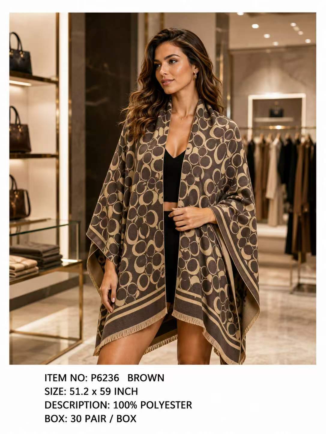 Fashion Design Poncho Wrap #P6236 - Multiple Colors (PC)