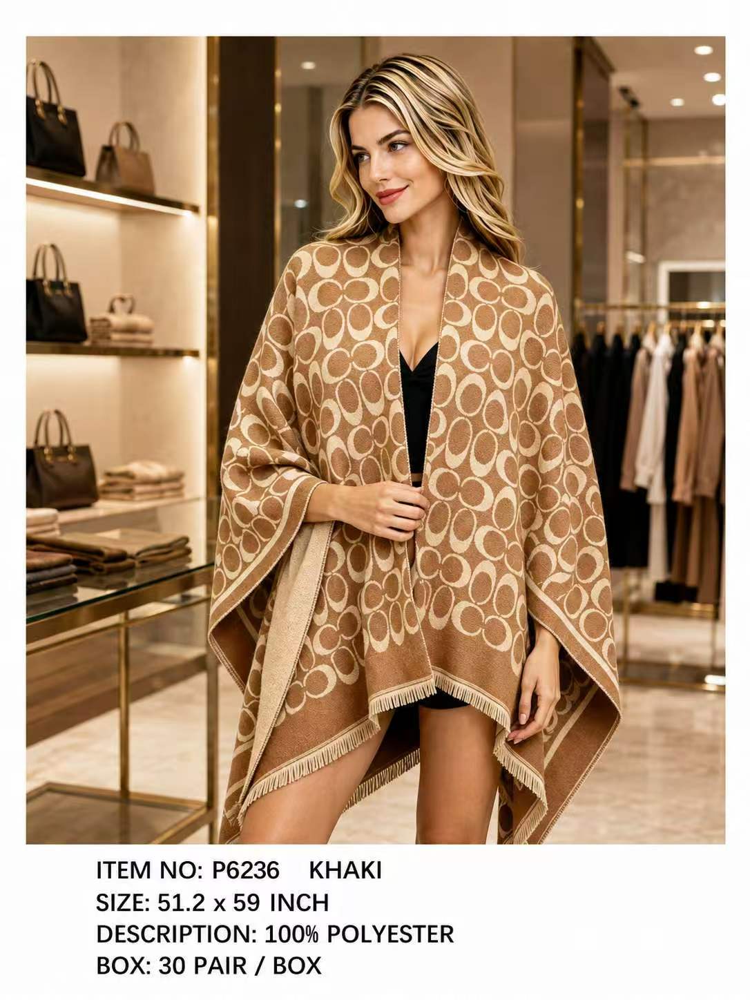 Fashion Design Poncho Wrap #P6236 - Multiple Colors (PC)