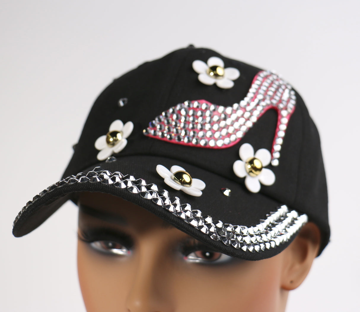 Fashion Pink Heel W/ Flowers Hat (PC)