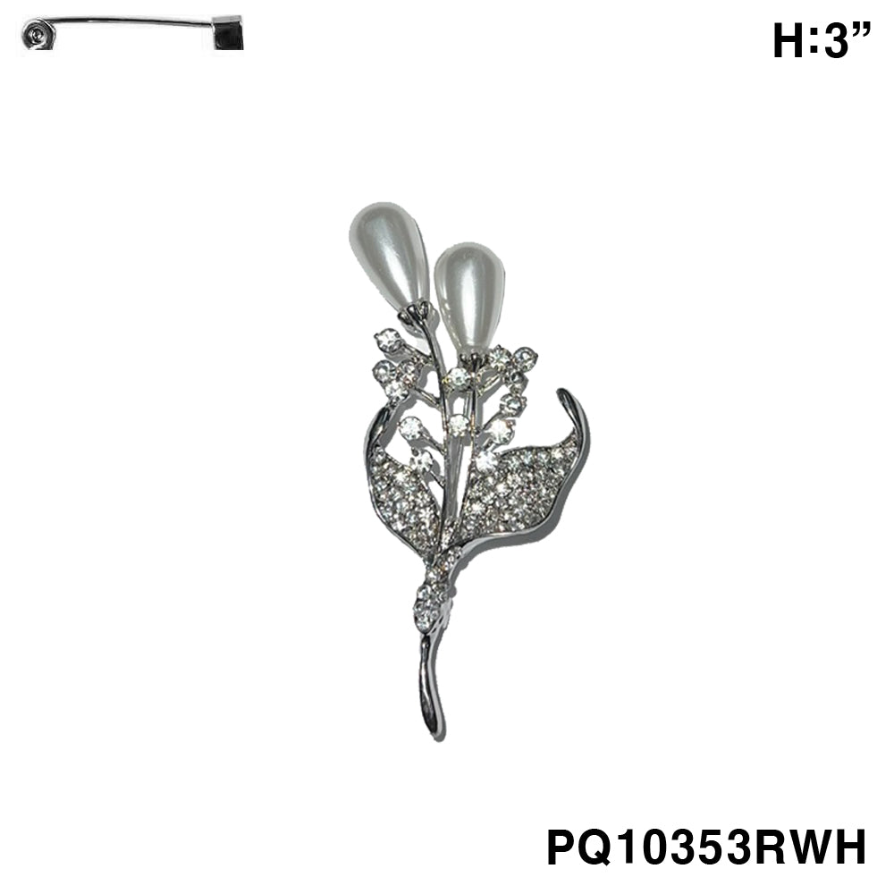 Fashion Design Rhinestone Brooch #PQ10353 - Multiple Colors (PC)