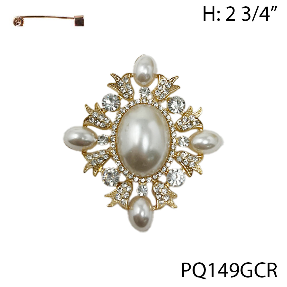 Fashion Design Rhinestone Brooch #PQ149 - Multiple Colors (PC)