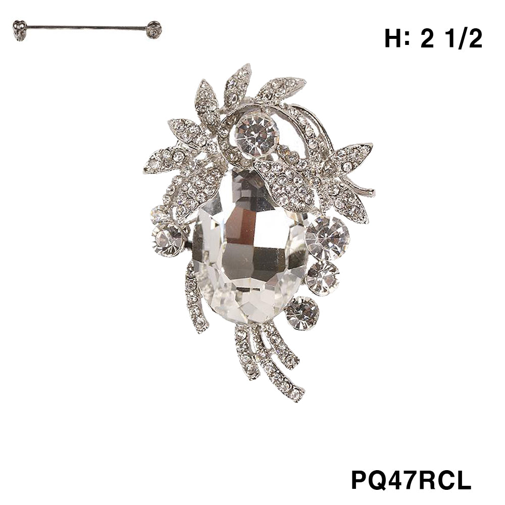 Fashion Design Rhinestone Brooch #PQ47RCL (PC)